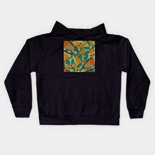 Robins and holly changing seasons Kids Hoodie